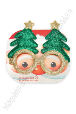 Новогодние очки 14*12 см "Ёлочка" (SF-1708) золото/зеленый
