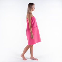 Полотенце банное Этель Парео с карманом 80*140 см. цв. ягодный, 100% хл, вафля 240 г/м2  фото 4