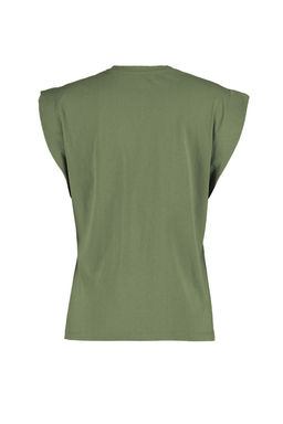 Haki %100 Pamuk Vatka Gorunumlu Basic Bisiklet Yaka Orme T-Shirt TWOSS20TS0021