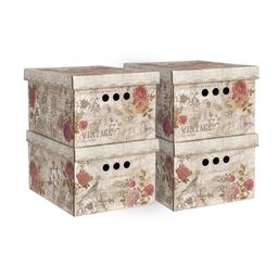 Короб картонный, складной, малый, 25*33*18.5 см, набор 4 шт., VINTAGE FLOWERS, шт