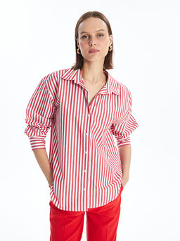 ?izgili Uzun Kollu Oversize Kad?n G?mlek