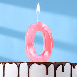 Свеча в торт «Грань», цифра 0, розовый металлик, 6.5 см