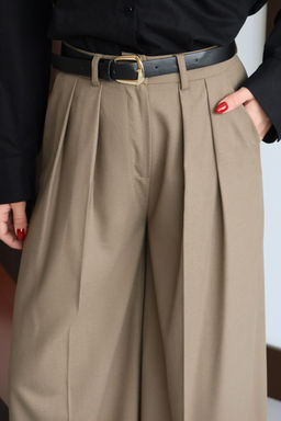 Vizon Kemerli Genis Paca Pantolon TWOAW26PL00135 - Trendyolmilla фото 6