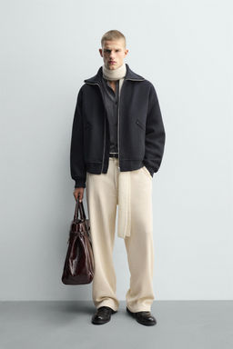 PADDED JACKET WITH RIBBED COLLAR