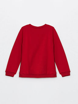 Bisiklet Yaka Bask?l? K?z ?ocuk Sweatshirt ve E?ofman Alt 2li