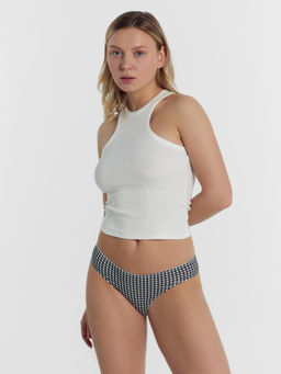 Цена за 2 штуки! Трусы женские слипы белые в черную клеточку черная клеточка на белом 412404