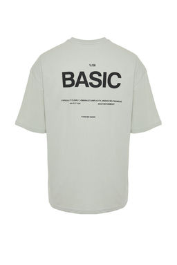 TRENDYOL MAN Gri Oversize Bisiklet Yaka Slogan Orme T-Shirt TMNSS23TS00263 - Trendyolmilla фото 26