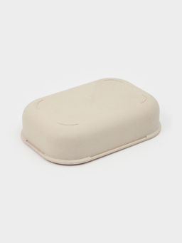 Ланч-бокс , 3 отделения, вилка и ложка, размер 22х16х6,5 см, цвет бежевый