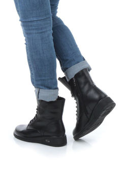 04-M3-830 BLACK Ботинки зимние женские (натуральная кожа, натуральный мех)