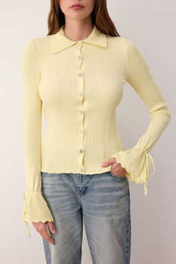 Sar? Merserize Gorunumlu Fitilli Polo Yaka Triko H?rka TWOAW26HI00111