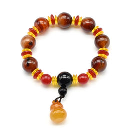 Браслет из сардоникса шарик 14мм с подвеской 14*19мм