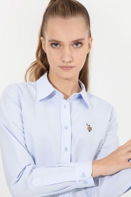 Женская голубая рубашка с длинным рукавом Basic - U.s. polo assn фото 2