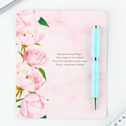 Ручка шариковая, синяя паста, 1.0 мм, на открытке металл, 1 мм Прекрасный день 8 марта