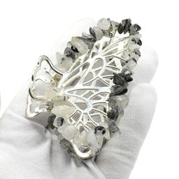 Заколка краб для волос бабочка с турмалиновым кварцем (волосатик) 8*3,5*5см