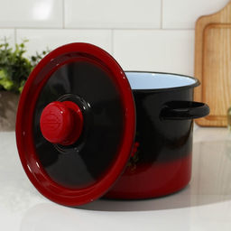 Кастрюля эмалированная «Рябинушка», 3,5 л, d=20 см, цилиндрическая, цвет чёрно-красный