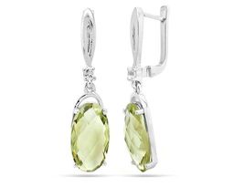 Серьги из серебра зеленый аметист, Кристалина