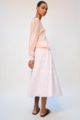 FALDA MIDI CAPA ESTRUCTURA / Rosa / Blanco - Zara фото 4