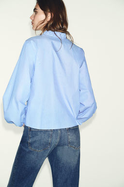 POPLIN BLOUSE WITH RUFFLES - Zara фото 5