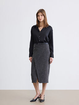 Beli Kemerli Desenli T?vit Kalem Etek