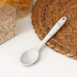 Ложка гарнирная Доляна «Мрамор», силикон, 20.5×4.3 см, белая