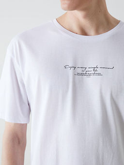 Bisiklet Yaka K?sa Kollu Bask?l? Penye Erkek Ti??rt