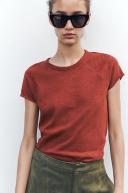 SLUB KNIT COTTON T-SHIRT - Zara фото 8