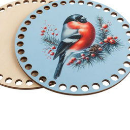 Заготовка для декорирования Love2art ДВ-02 Набор донышек для вязания Матовый фанера d 15 см х 0.4 см 2 шт 08 Снегирь