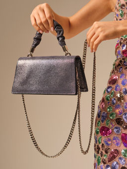 Сумка замшевая Deboro 30715 синее серебро