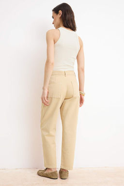Bej Dikis Detayl? Yuksek Bel %100 Pamuk Baggy Jeans TWOSS26JE00202 - Trendyolmilla фото 6