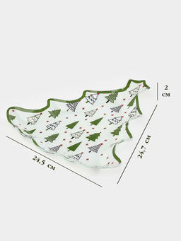 Блюдо сервировочное новогоднее Доляна Ёлочка, 24.5?24.7?2 см, стекло, белое