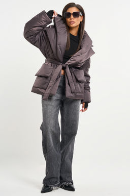 Куртка утепленная со съемным капюшоном шоколад