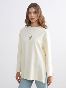 ?i?ekli Oversize Kad?n Sweatshirt Tunik
