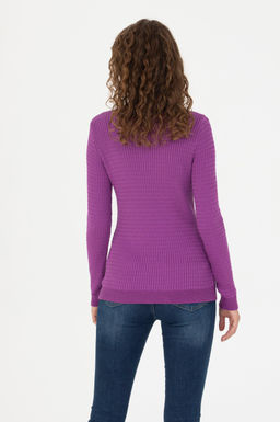 Kad_n Violet Bisiklet Yaka Basic Kazak