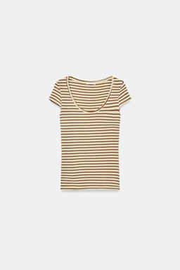 STRIPED SHORT SLEEVE T-SHIRT - Zara фото 7