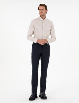 Lacivert Slim Fit _izgili Kuma_ Pantolon