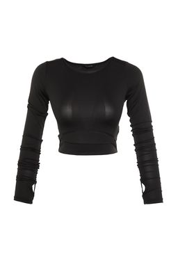 Siyah Crop Pencere/Cut Out ve Bas Parmak Delik Detayl? Orme Spor Ust/Bluz TWOAW21BZ0156