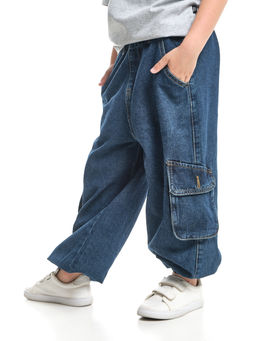 Джинсы карго 33-7655 синий - Mini maxi фото 3