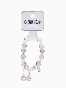 Браслет с подвесками «Сахарный» лошадка, шар №10/8, d=6 см, фиолетово-розовый в серебре