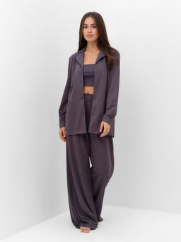 Костюм женский: рубашка, брюки, топ, KAFTAN Base, размер 50, графитовый
