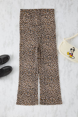 Cok Renkli K?z Cocuk Leopar Desenli Pamuklu Orme Tayt TKDSS25TA00013