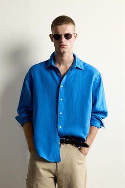 CAMISA RELAXED FIT 100% LINO / Azul el?ctrico - Zara фото 2