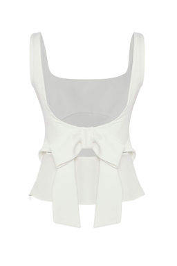 Trendyolmilla Beyaz S?rt Fiyonk Detayl? Fitted Ask?l? Dokuma Bluz TWOSS25BZ00573 фото 12