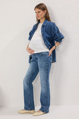 Mavi Kar?n Panelli Kemeri Lastikli Straight Fit Buyuk Beden Jeans TBBSS25CJ00028 - Trendyolmilla фото 2