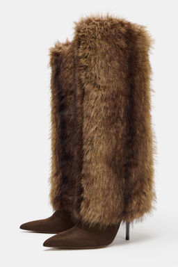 FAUX FUR HEELED BOOTS