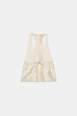 TOP TAFET?N BORDADOS ESPEJOS / Crema - Zara фото 5