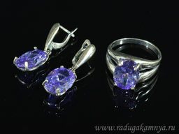 Кольцо Серьги с цирконом искусственным, цв.лаванда размер 20