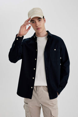 Рубашка из тенселя с длинным рукавом стандартного кроя