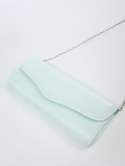 Сумка-клатч женская вечерняя на магните, на длинной цепочке, лаковая, однотонная, чёрная