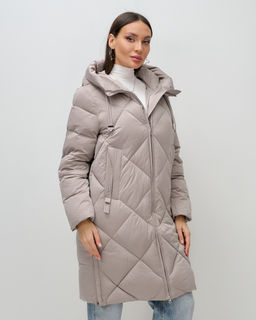 Пальто зимнее утепленное с капюшоном женское светло-коричневого цвета 7637SK - Visdeer фото 10