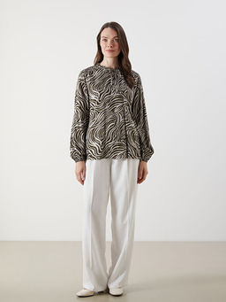 Ba?lamal? Yaka Desenli Bluz